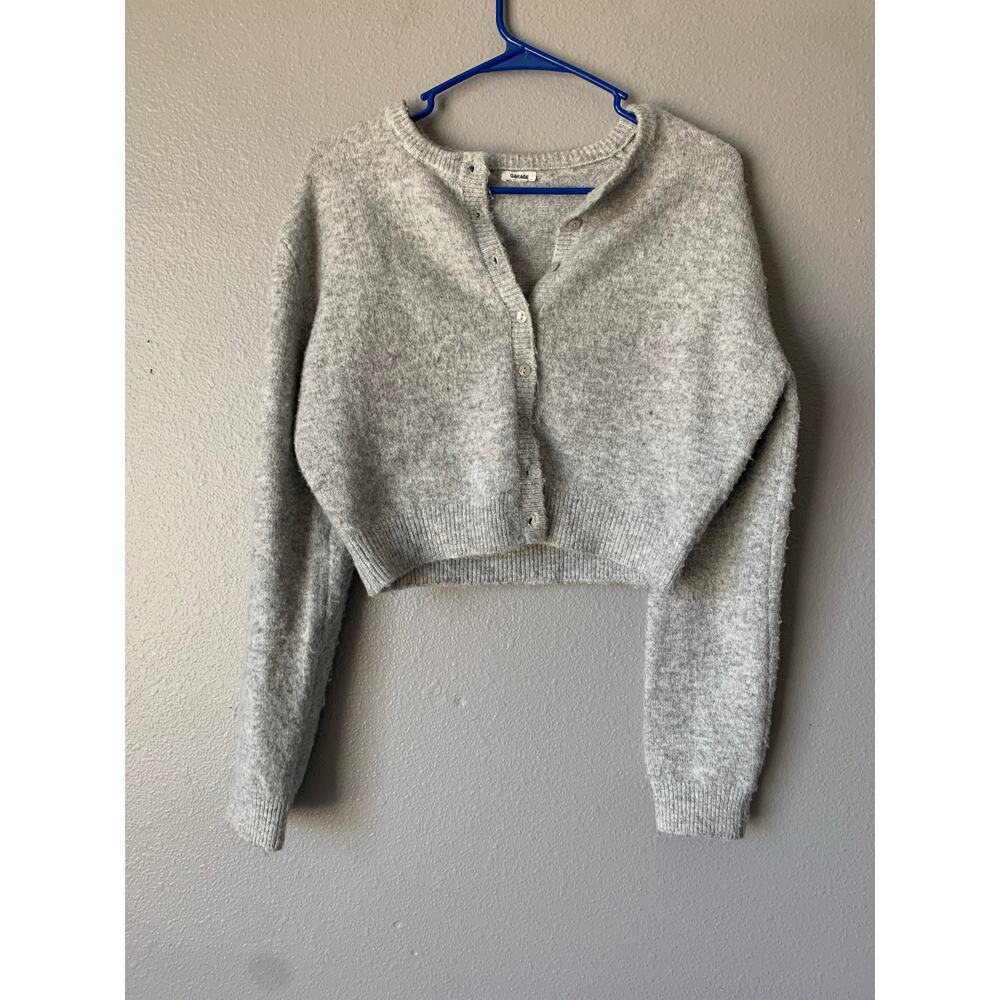 Garage Cropped Cardigan Gray Button Front Size Small